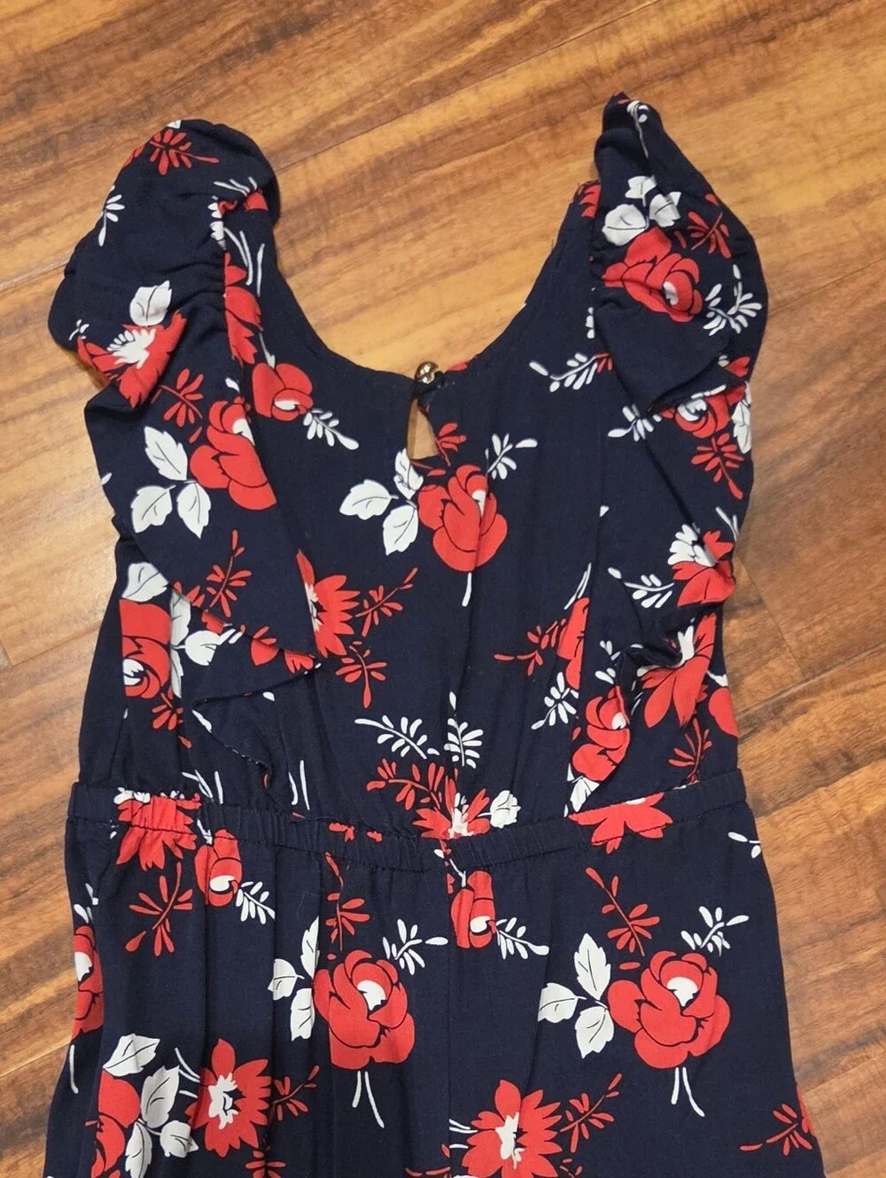 Janie and Jack 18-24 Months Navy/Red Floral Jumpsuit